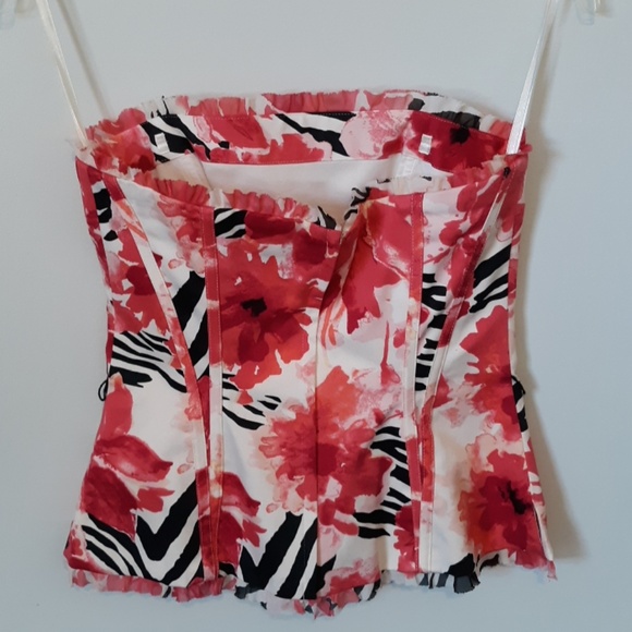 WHBM Pink Floral Corset Top size 0 - Picture 3 of 4
